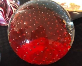 Controlled bubble Red Magnum Paperweight collection