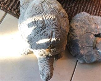 Turtle Garden or Yard Statue Hand Poured Concrete or Stone Unpainted 