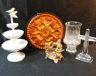 Hurricane lamp, jewelry holder, plant stand