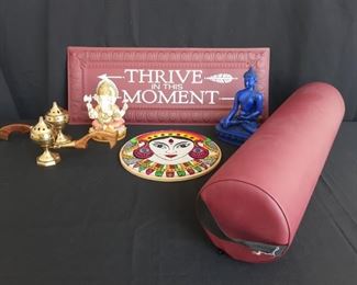 Thrive In This Moment Metal Hanging Plaque and Buddha Decor