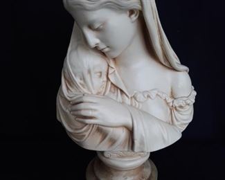 Vintage R. Monti 1871 Reproduction Sculpture Statue Bust of Madonna and Child