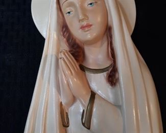 Vintage Virgin Mary Angels chalkware plaque wall hangings