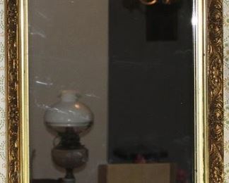 Vintage Gold Leaf Gilt Framed Mirror 15” x 24 3/4” 