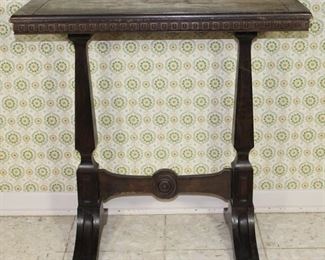Antique small Trestle base walnut Occasional Table, 30” W x 15” D x 29 1/2” H