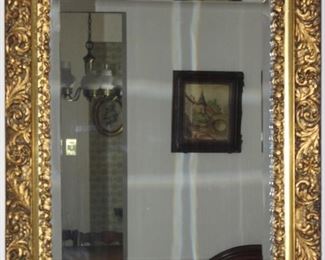 Ornate Gold Leaf 3” Framed beveled Mirror 21 3/4” x 25 1/2”