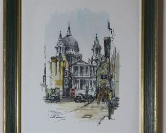 Saint Paul’s Cathedral London Print by Jan Korthals 1965 printed by Donald Art Company 