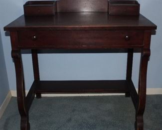 Antique mahogany empire style writing desk 35” W x 21” D x 29” H