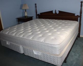 Cherry  broken arch center finial king size Headboard and Frame.  Sealy Mattress Co. pillow top king size Mattress set