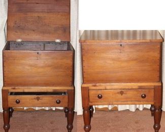 Antique 19th Century Cherry Wood Sugar Chest With One Drawer (25 1/2”W x 18”D x 33”H)