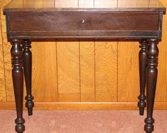 Antique solid mahogany spinet writing desk  (34”W x 19”D x 31”H)