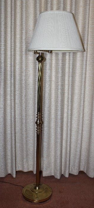 Brass adjustable arm floor lamp