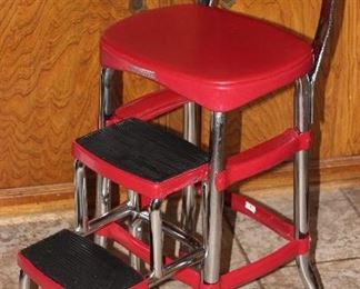 Cosco Chrome and Red Kitchen Step Stool