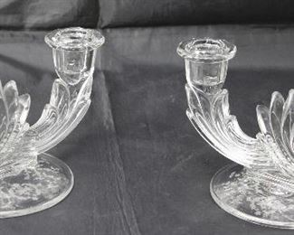 Fostoria “Navarre” Double Baroque Crystal Candlesticks (1936-1982) 