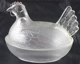 Indiana Glass Hen on Nest covered dish