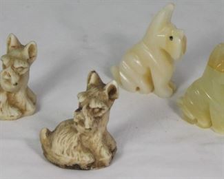Resin (2) and carved Onyx (2) Scottie Dog Figurines