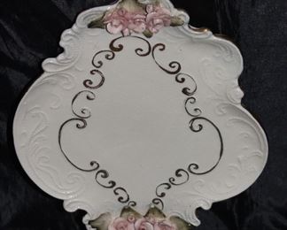 Applied pink roses Dresser Tray 10” x 8”