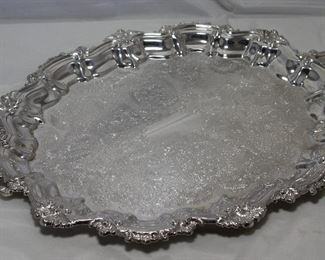 Ornate Silverplate serving tray 16” x 19”