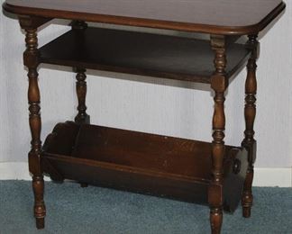 Depression Era Occasional Table with Shelf and book trough 