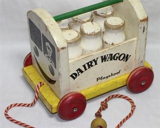 Playskool Wooden Vintage “Dairy Wagon” Pull Toy