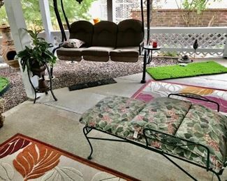 Patio Swing and Wrought Iron Patio Chaise 
