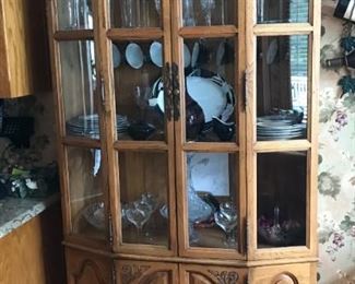 Pecan China hutch with beautiful detail