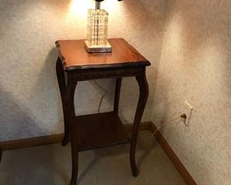 Pair of vintage Bed-Side tables and a pair of glass lamps from Portugal