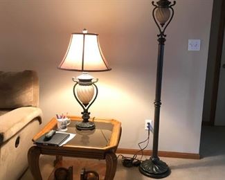 Matching pair of floor lamps and pair table lamps