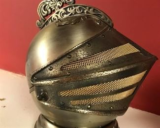 Vintage Knight Helmet Decanter Bar set &  Music box. - Plays, "How Dry I Am" - Mid-Century Bar Decor. Great for Man Cave