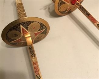 Vintage Spanish Ingraved Fencing Swords with Mother-of-Pearl handles