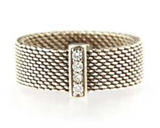 Tiffany Diamond Mesh Ring Size 9
