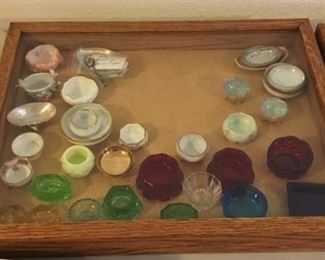 antique salt dips and glassware