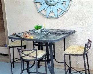 Patio Table and 3 bar stools