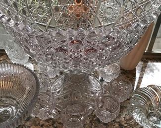 beautiful vintage punch bowl set