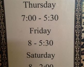 Come early for best selections! Remember that we close at 2:00 on Saturday.