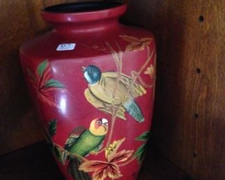 Red bird vase