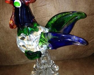 Colorful glass rooster