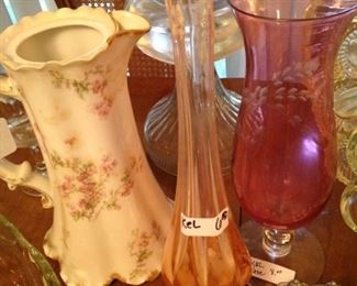 Vintage pitcher; vases