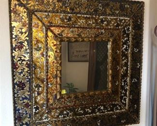 Gorgeous inlaid framed mirror, imported by owners!
