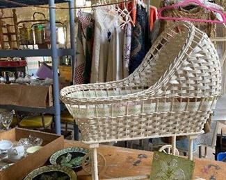 Antique wicker baby carriage