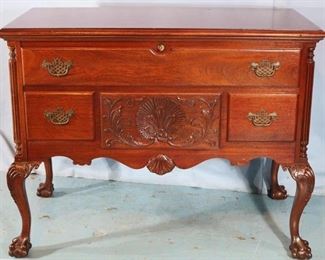 362a  Cedar chest with ball and claw feet 33 in T X 42 in W X 21 in D