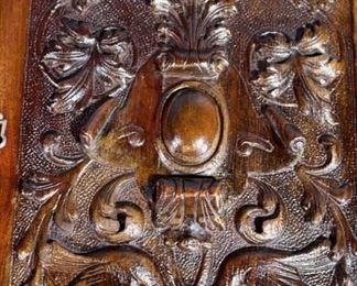 060c  Mahogany heavily carved partners desk with wing griffins, attrib. to Horner, 31 in. T, 56 in. W, 34 in. D.