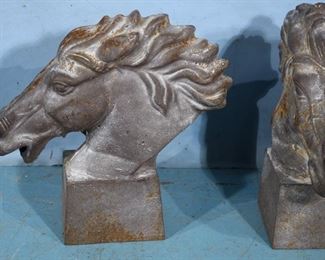 283c  Pair of metal horses, 17 in T, 19 in. L.