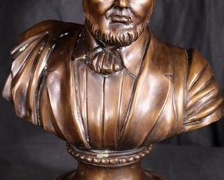 309a  Bronze bust of man on marble base, 14 in. T, 9 in. W.