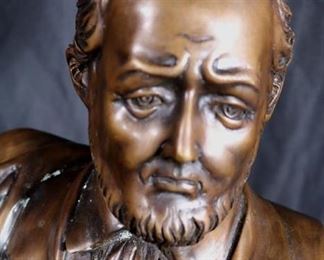 309b  Bronze bust of man on marble base, 14 in. T, 9 in. W.