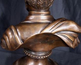 309c  Bronze bust of man on marble base, 14 in. T, 9 in. W.