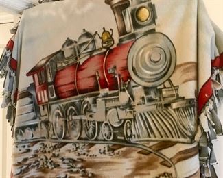 Fleece throw with painted train