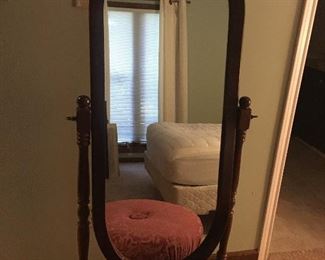 Full Length Cherry Mirror on Stand