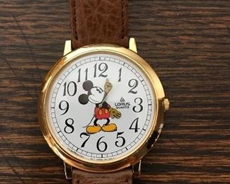 Lotus Quartz Mickey Mouse Watch with Leather Strap