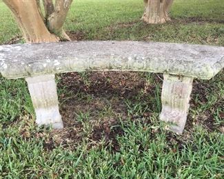 (2) Vintage Curved Concrete Benches