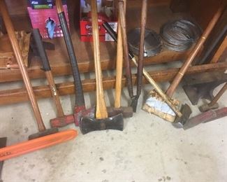 Several Axes, Sledge Hammers, etc
